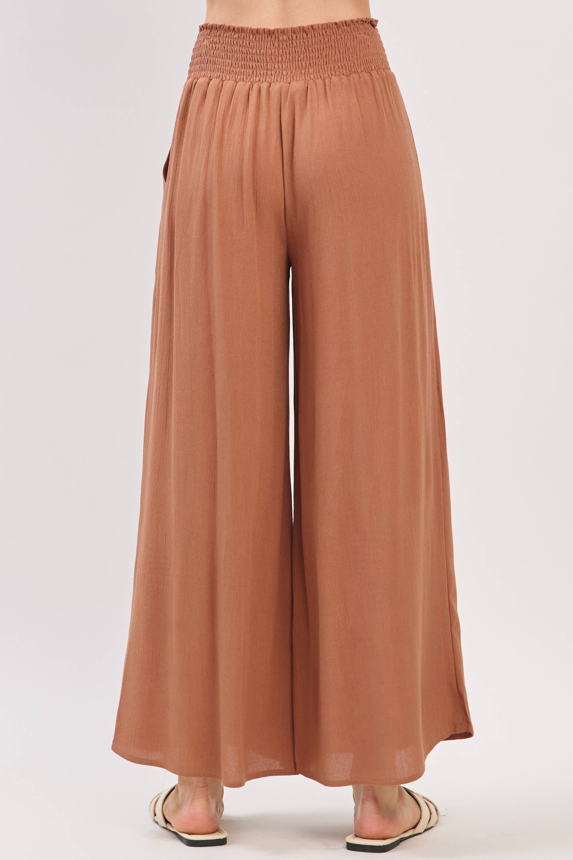 Waist Smocked Wide Leg Pants