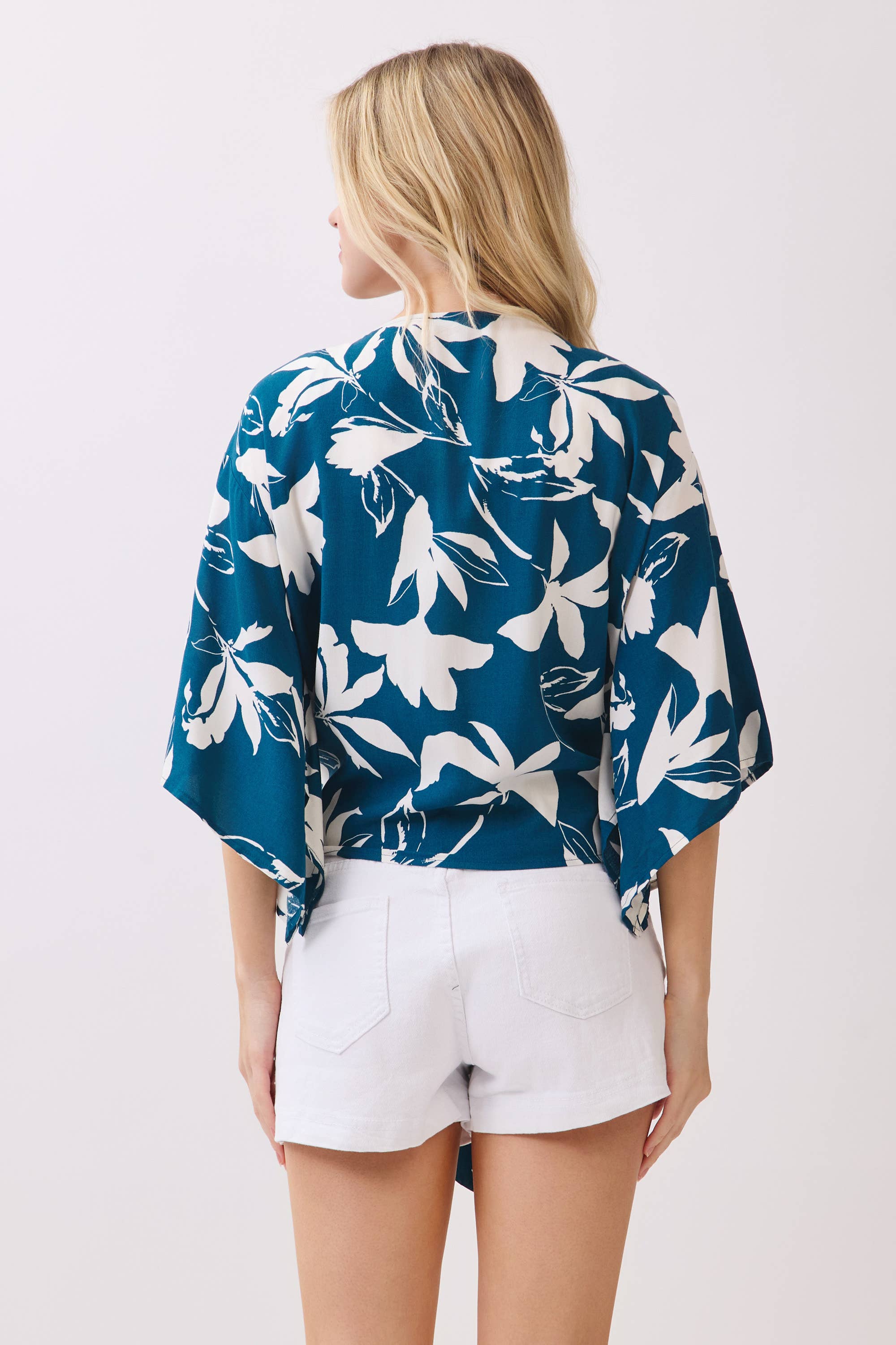 3/4 Sleeve Tie Front Cardigan