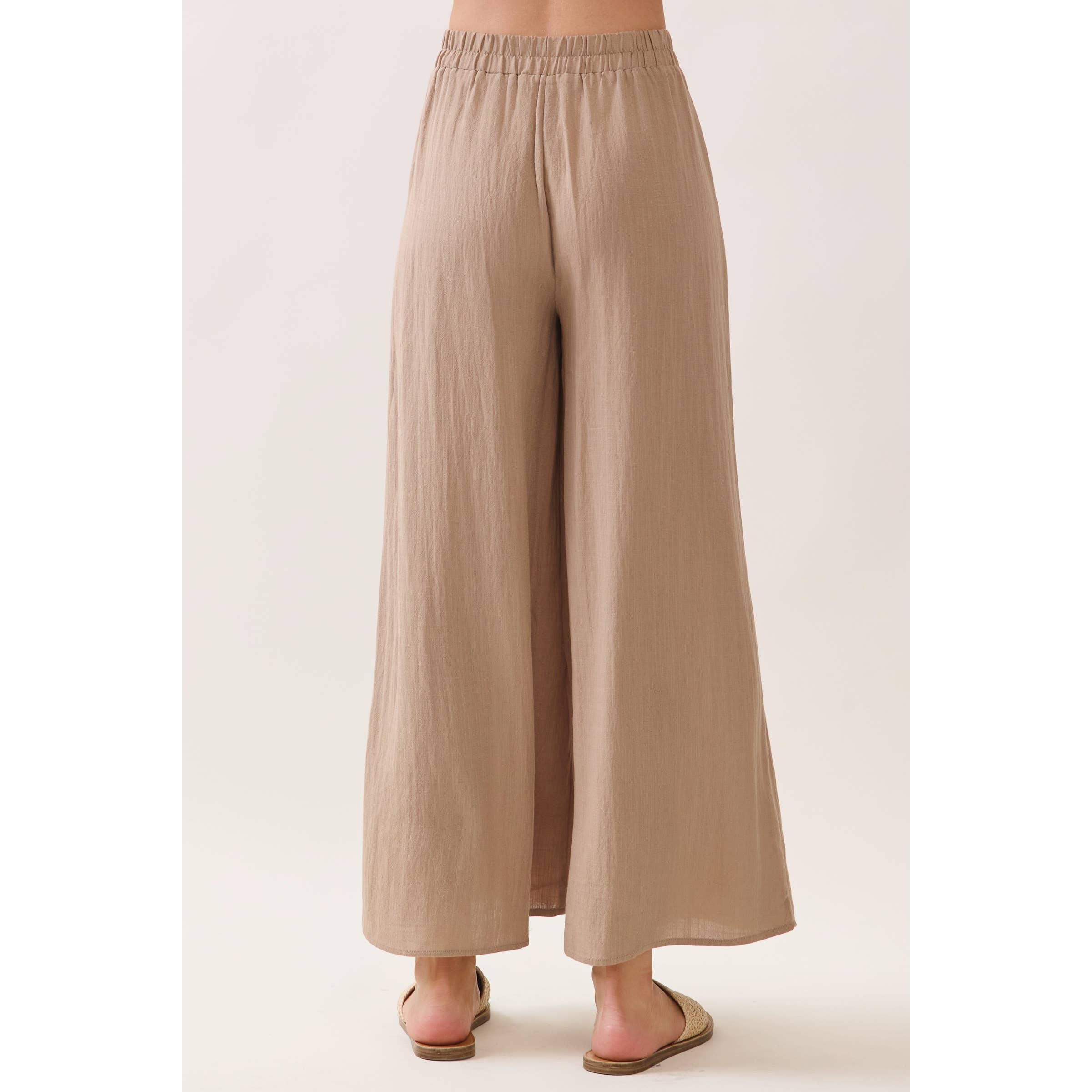 CROP WIDE LEG PULL ON PANTS