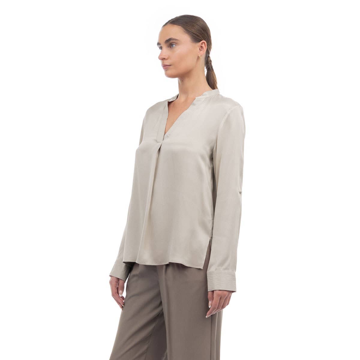 Collar Band Viscose Blouse
