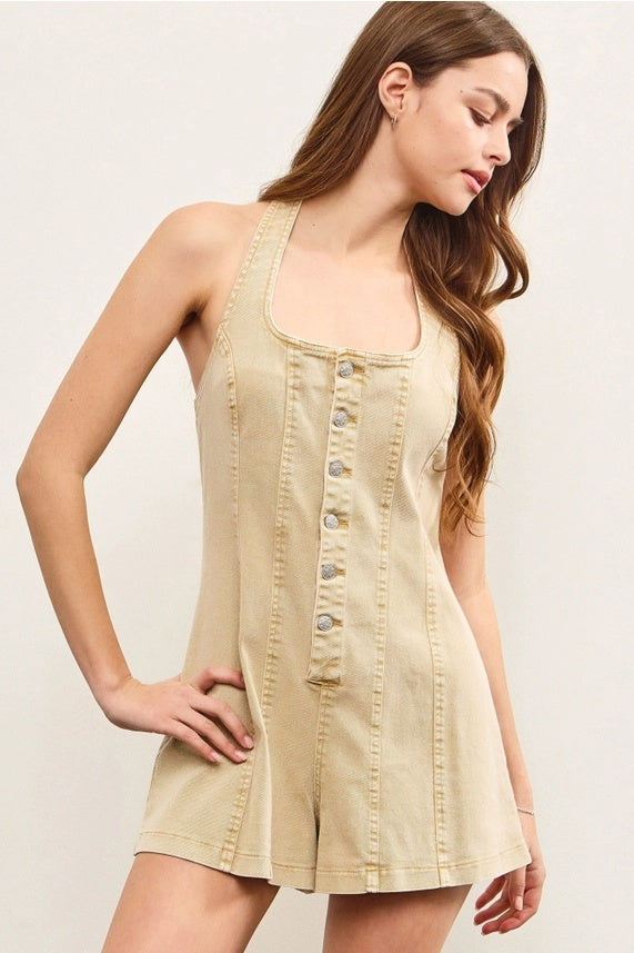 Snap Button Halter Romper