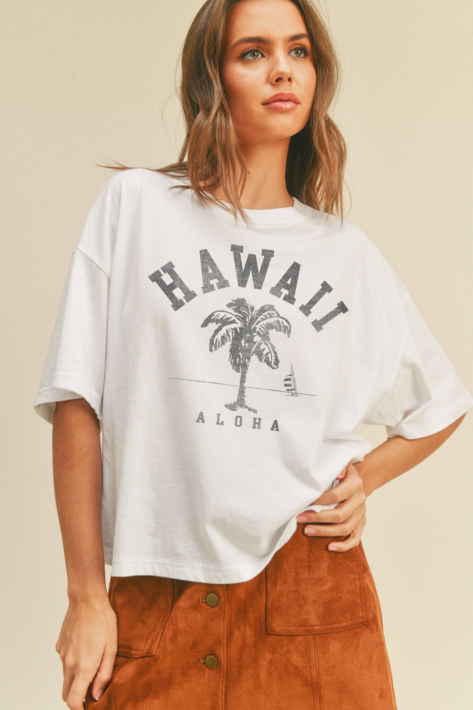 Hawaii Aloha Palm Tree Graphic T-Shirt