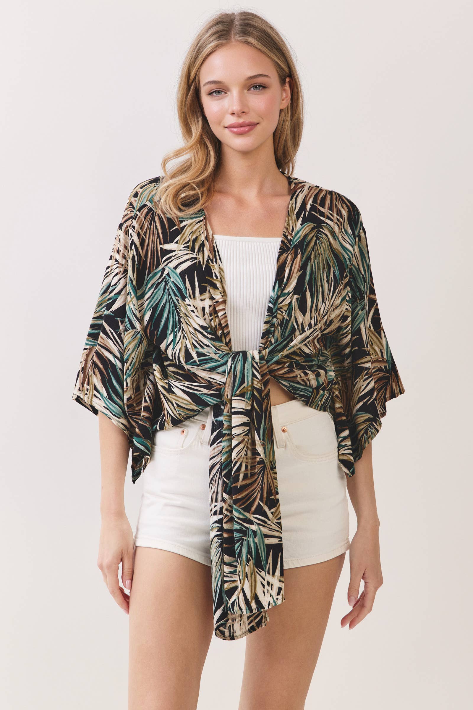 TROPICAL PRINT KIMONO CARDIGAN