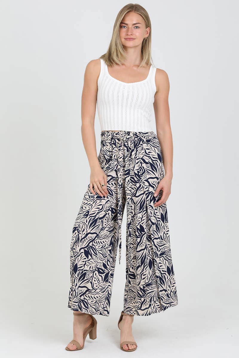 Tie Waist Wide Leg Pants
