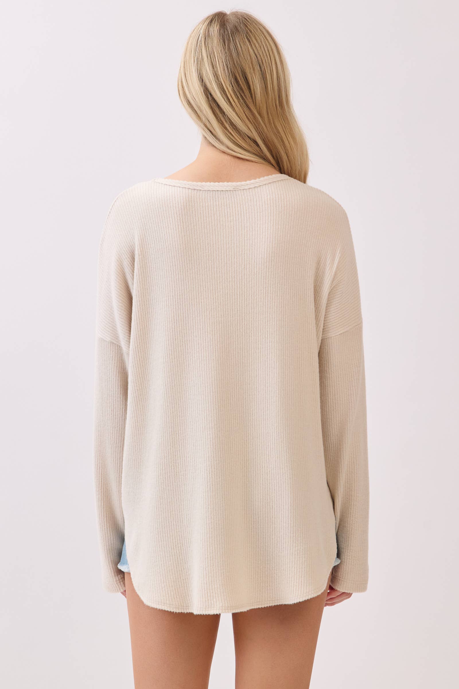 Brushed Ribbed Long Sleeve Top