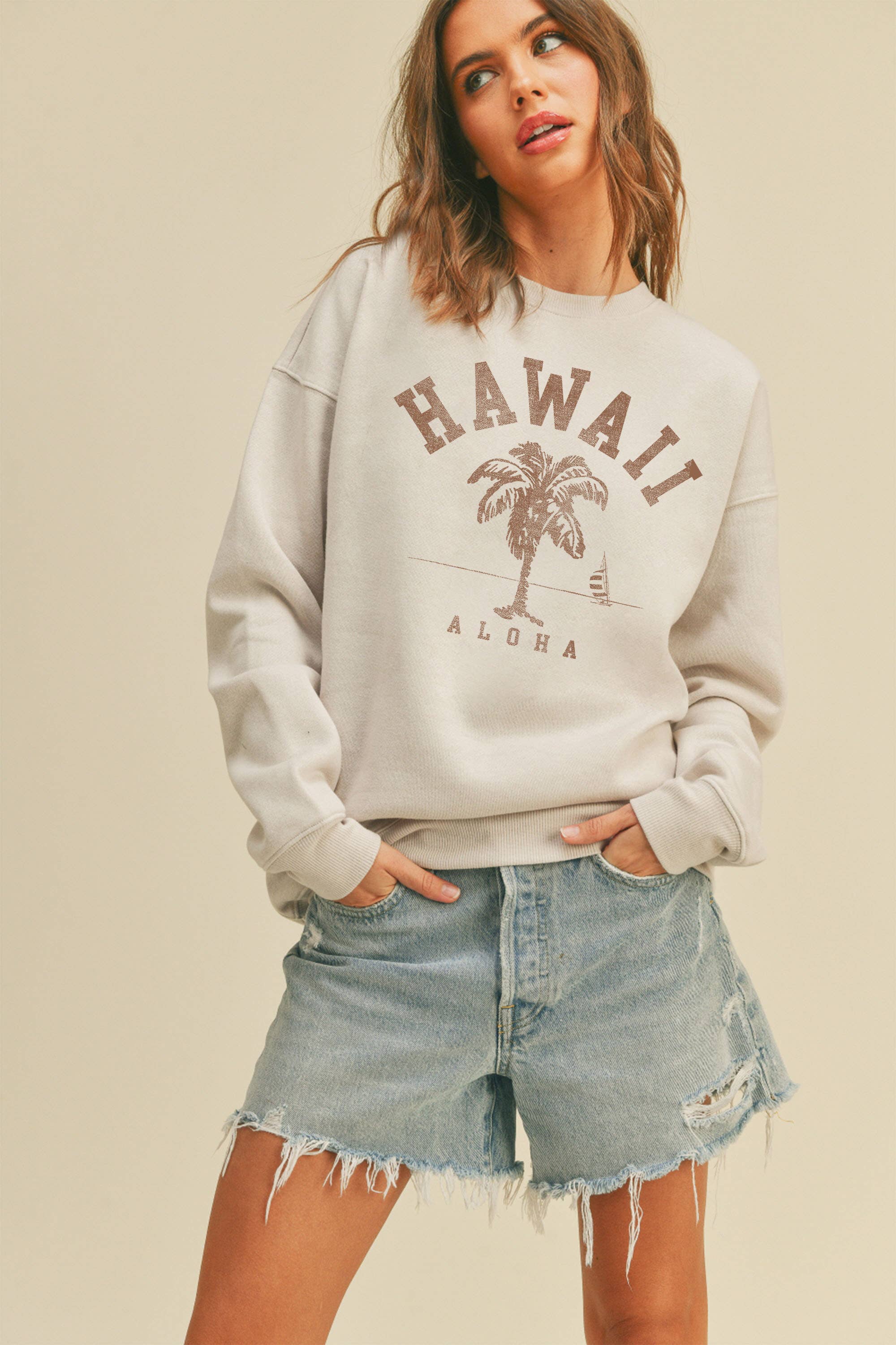 Hawaii Aloha Palm Tree Graphic Sweatshirt