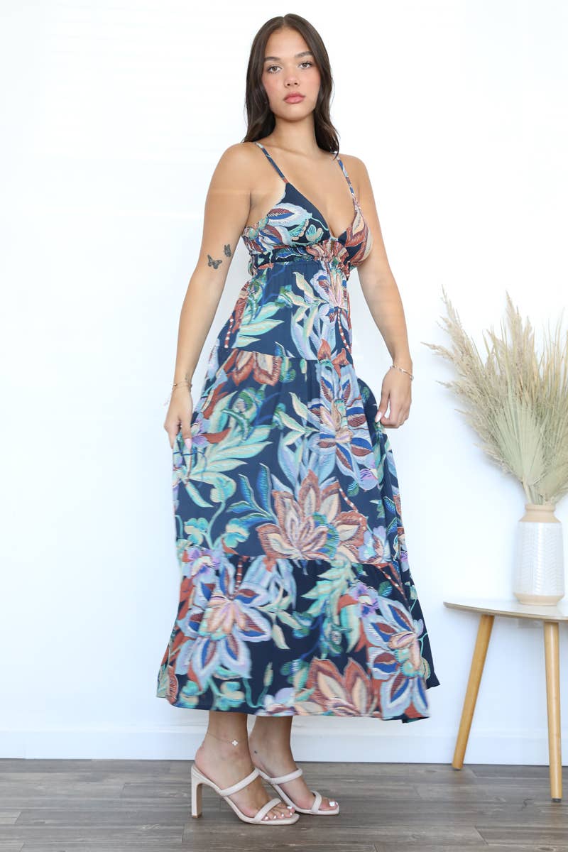 Tie Back Tiered Maxi Dress