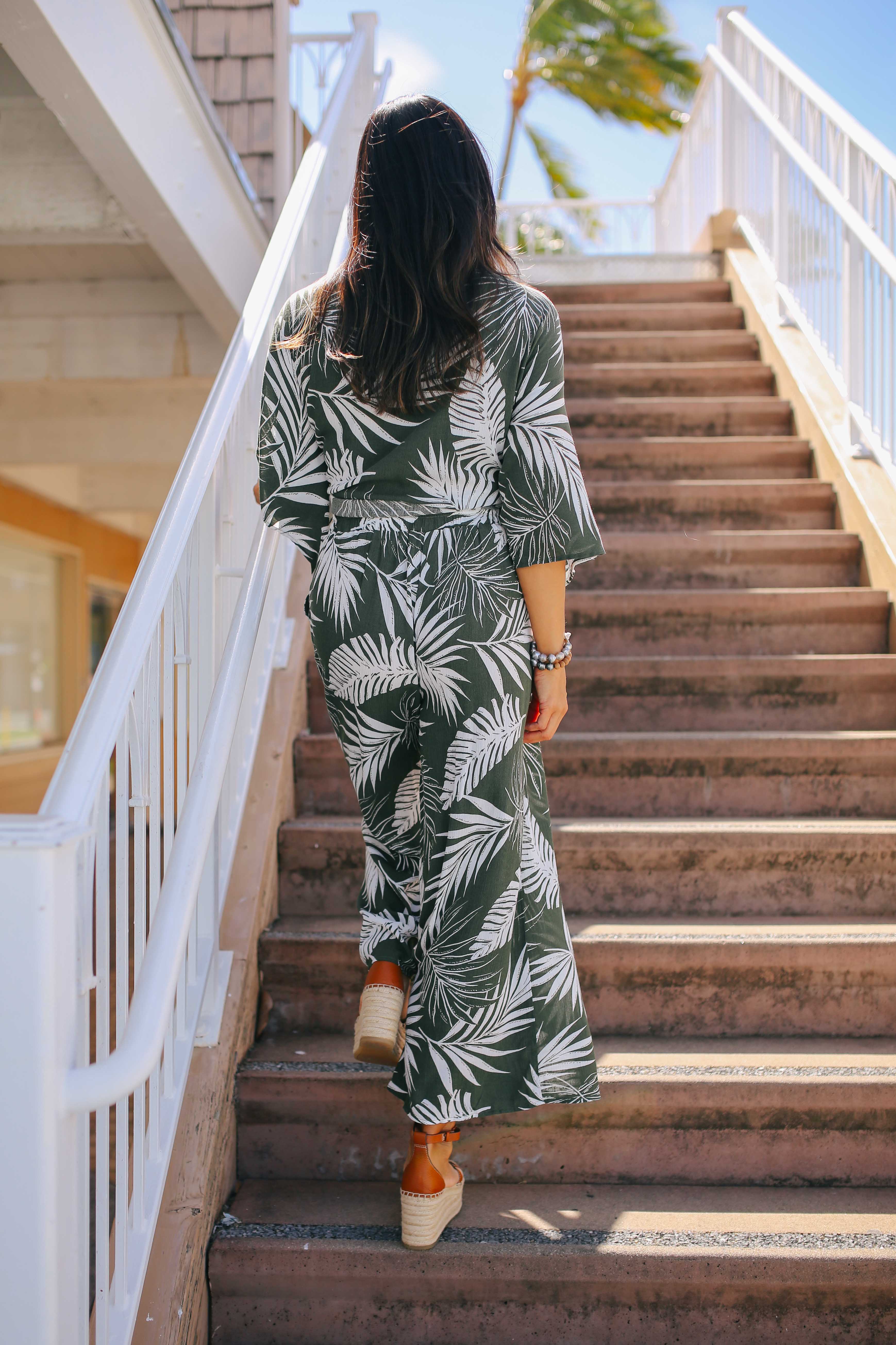 Palm Print Kimono Cardigan & Pant Set (sold separately)