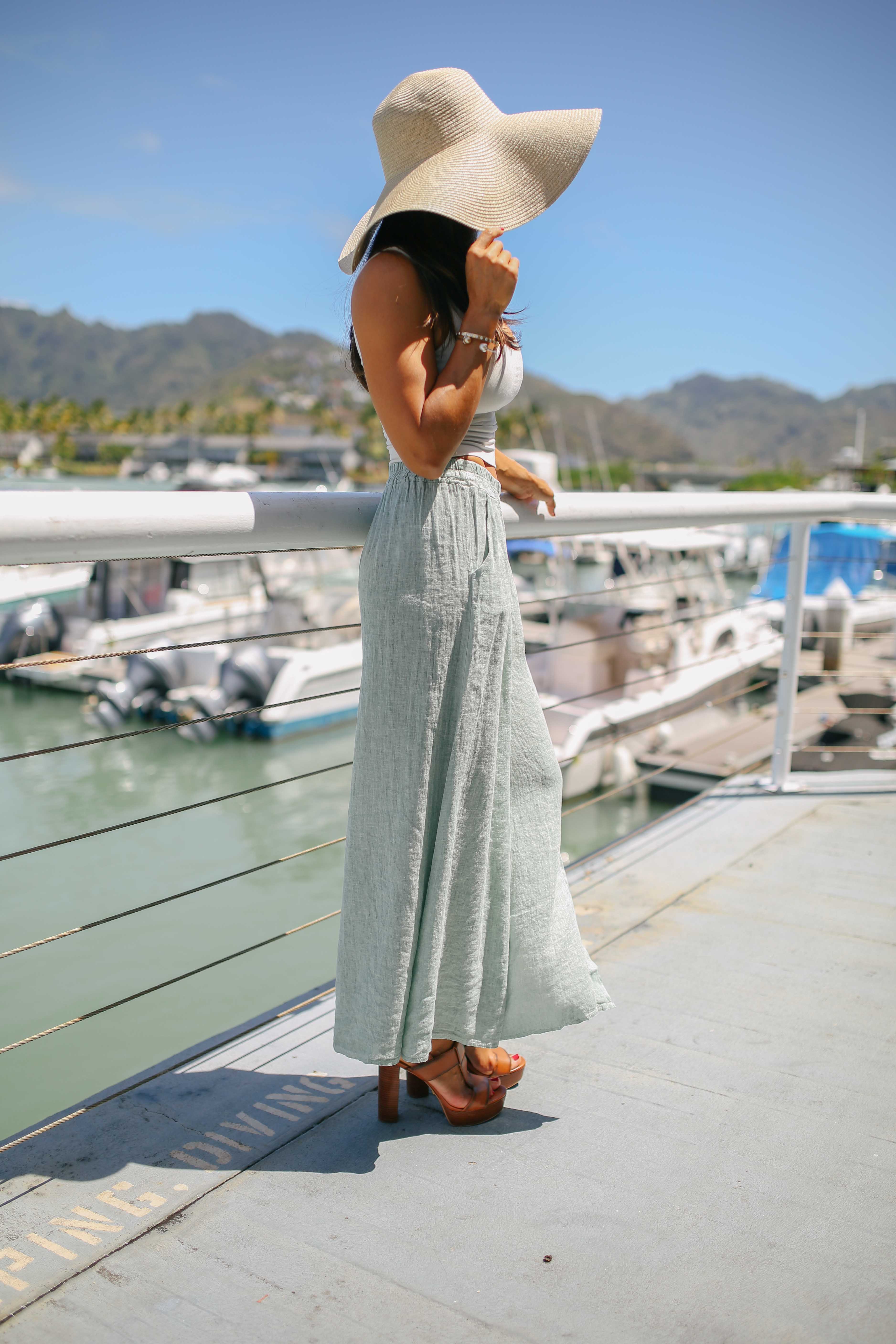 Linen Side Button Pants