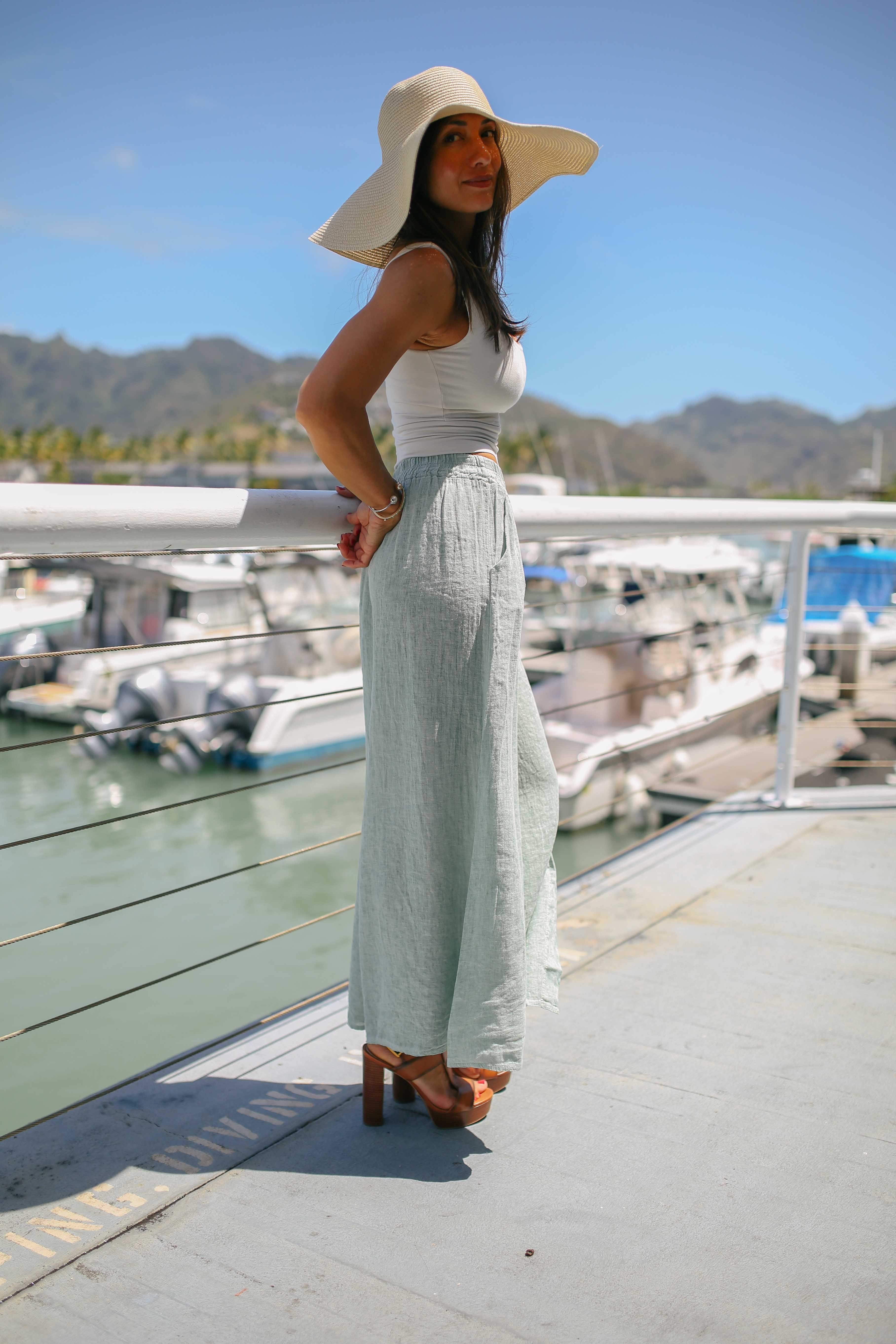 Linen Side Button Pants