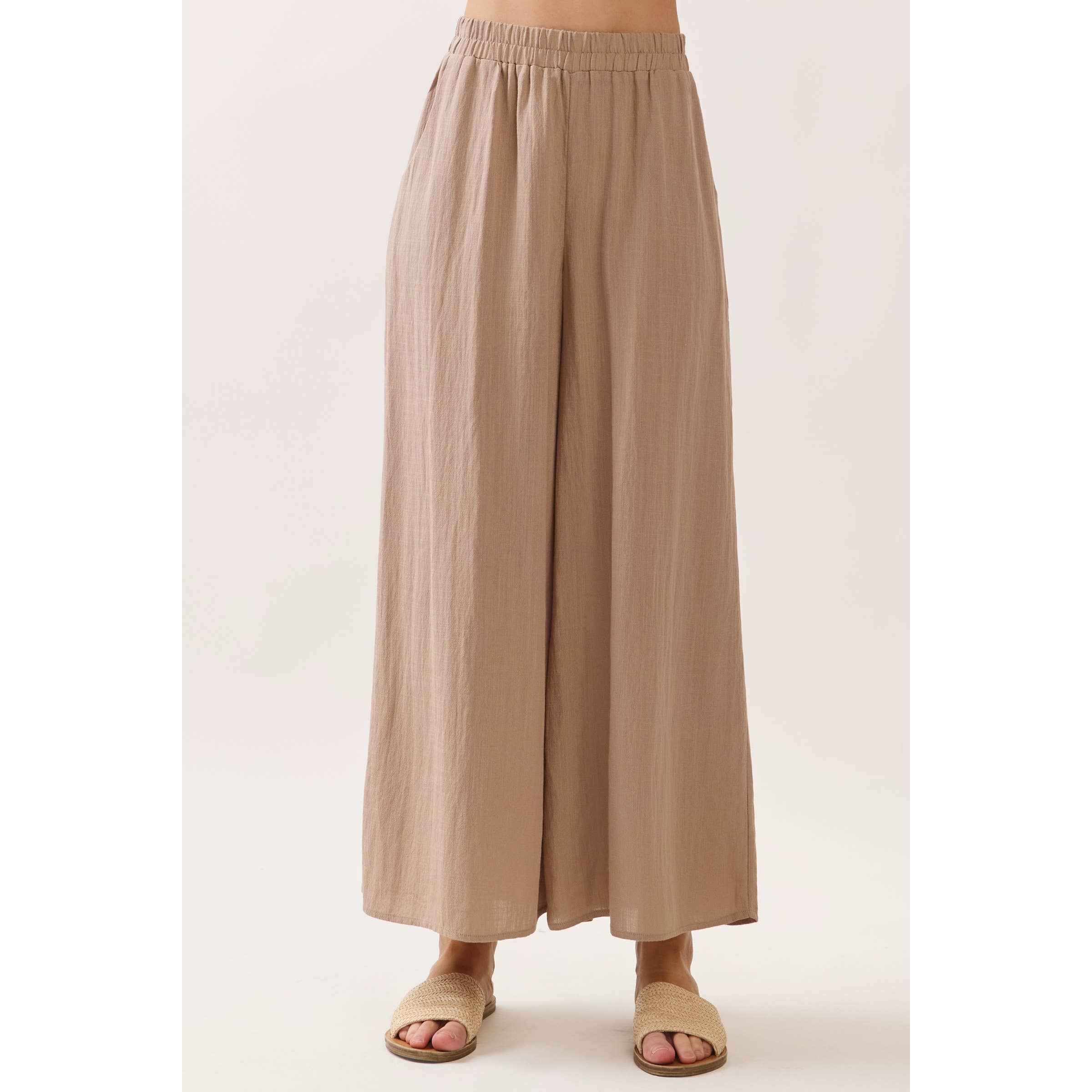 CROP WIDE LEG PULL ON PANTS