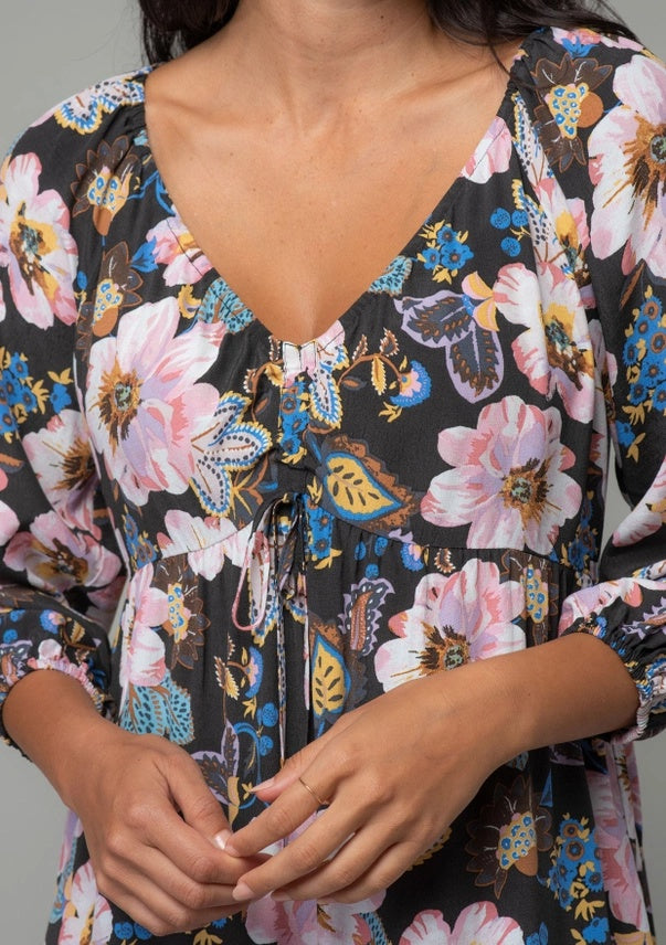 Floral 3/4 Sleeve Dress (FINAL SALE)