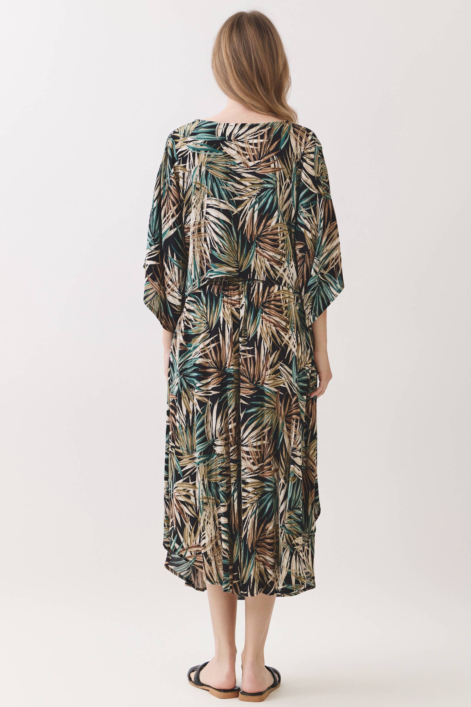 TROPICAL LEAF PRINT MIDI SKIRT