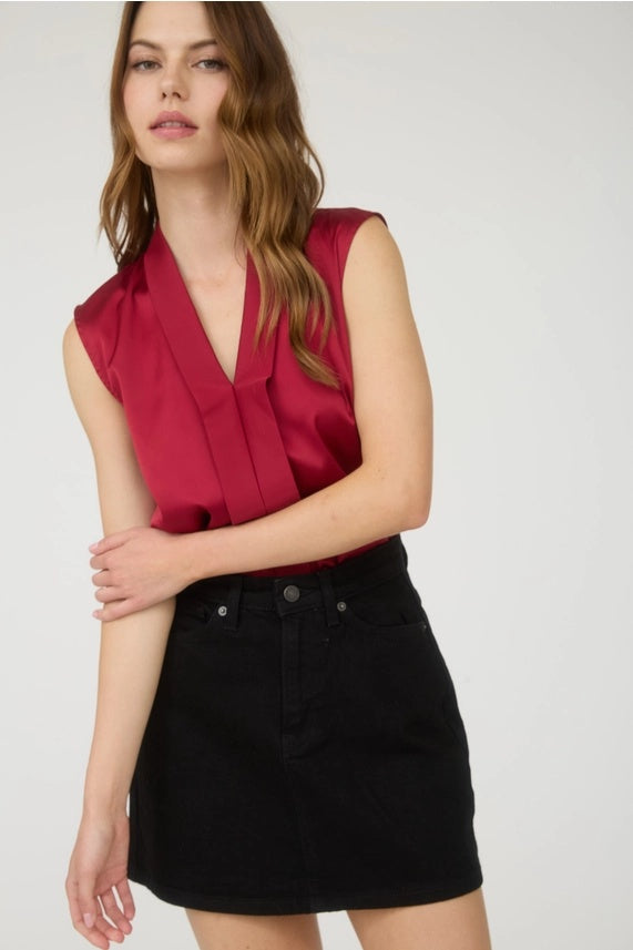 Satin Collar Sleeveless Top
