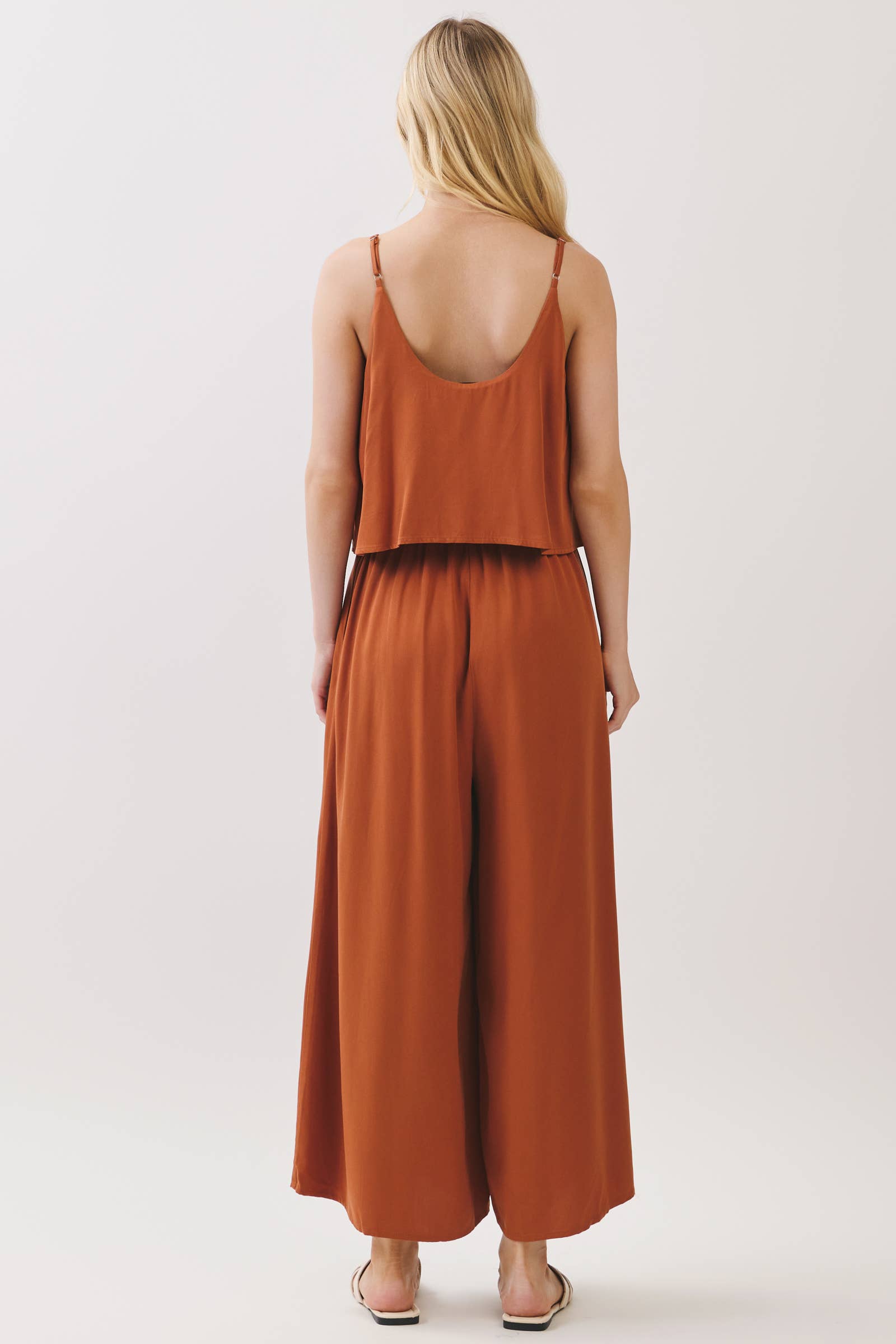 FLOWY CAMI TOP WIDE LEG JUMPSUIT