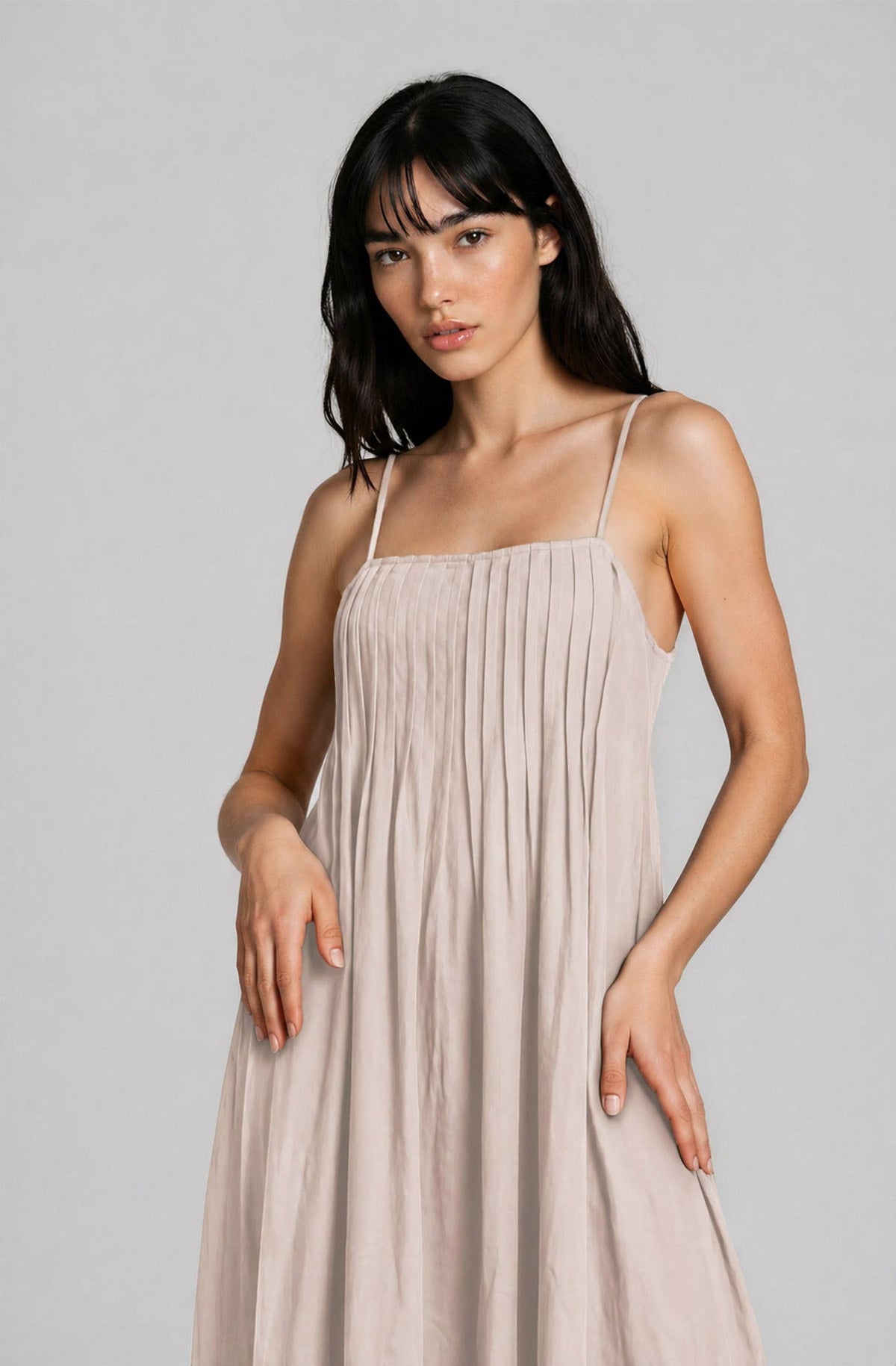 Pintuck Detail Midi Sundress
