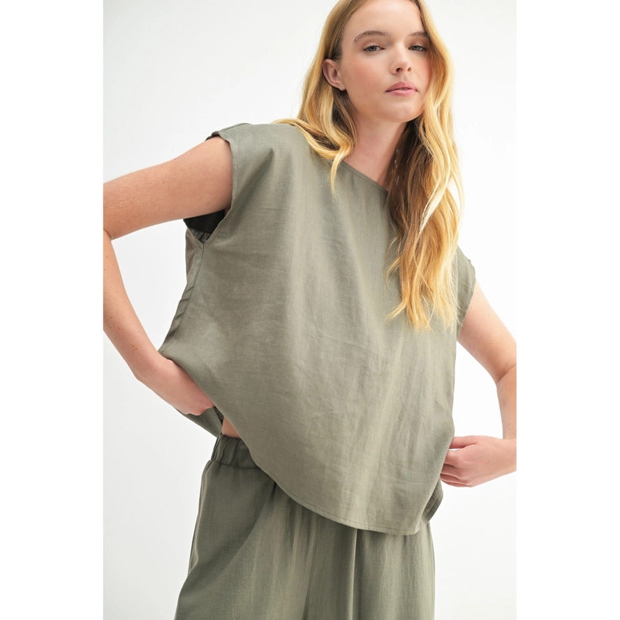 Linen Blend Boxy Top