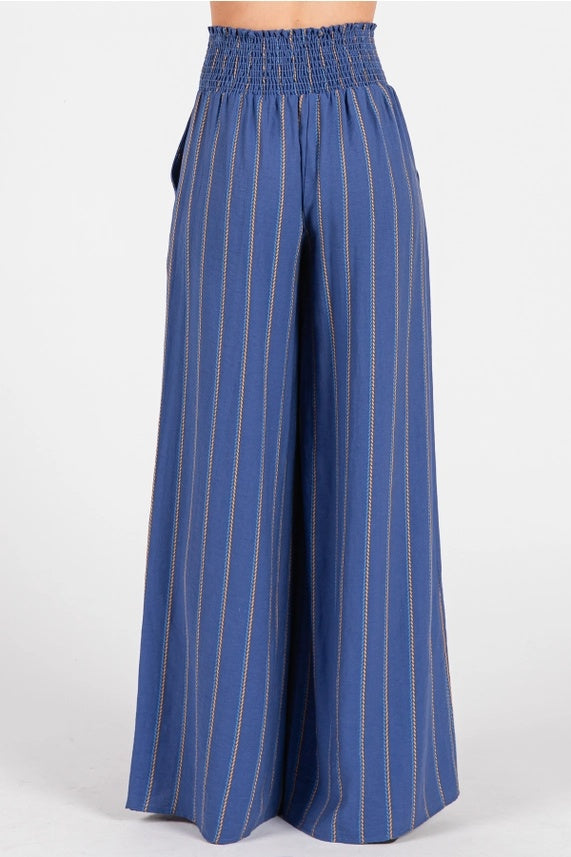Striped Wide Leg Smock Pants