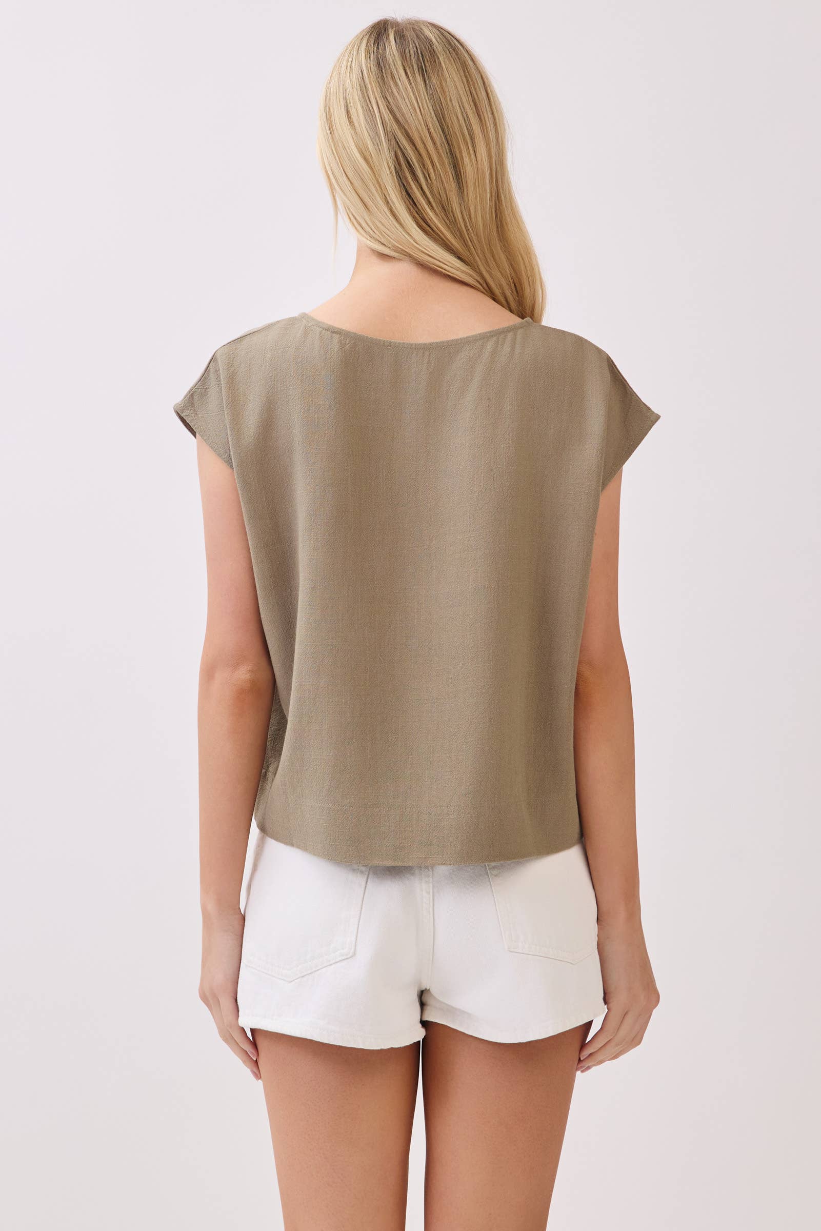 Woven Extended Sleeve Boxy Top