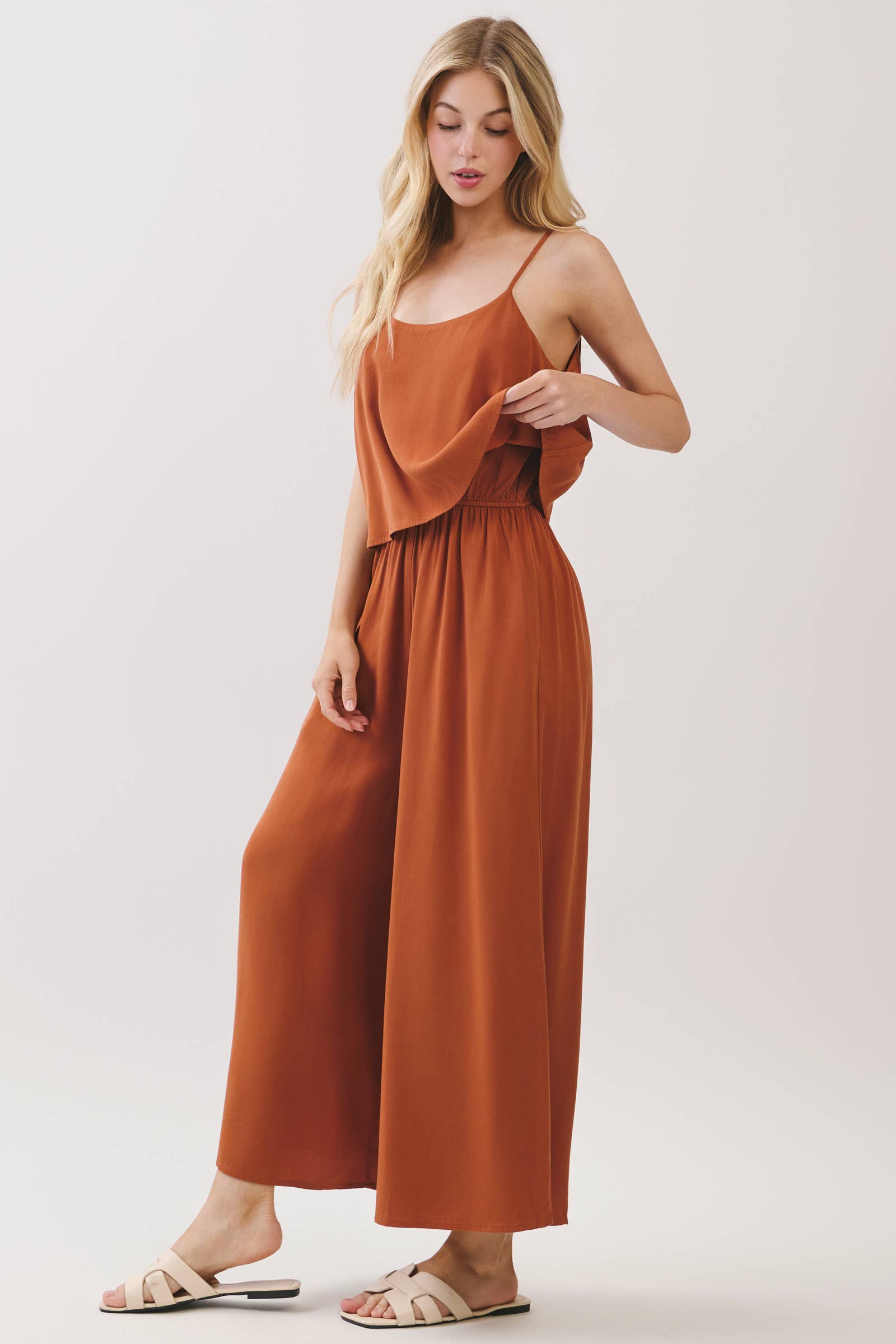 FLOWY CAMI TOP WIDE LEG JUMPSUIT