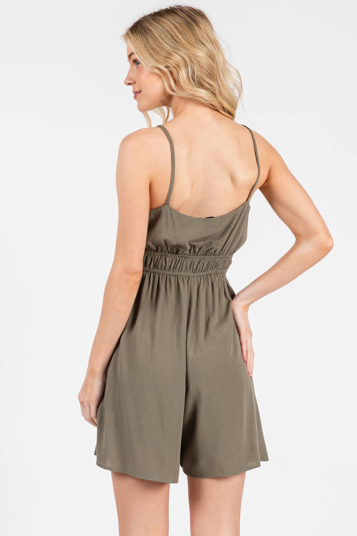 Deep V-Neck Cami Romper