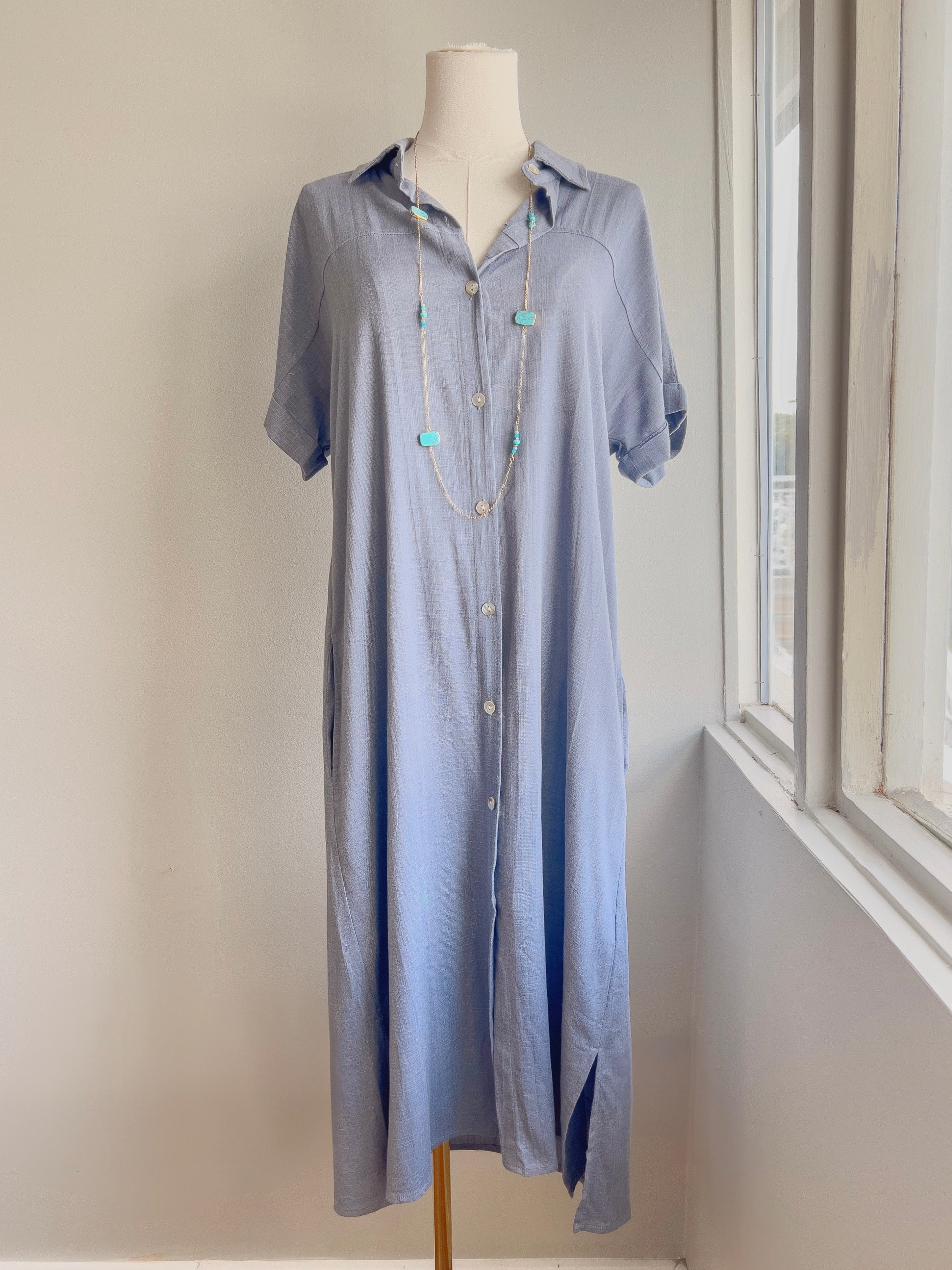 Linen Midi Shirt Dress