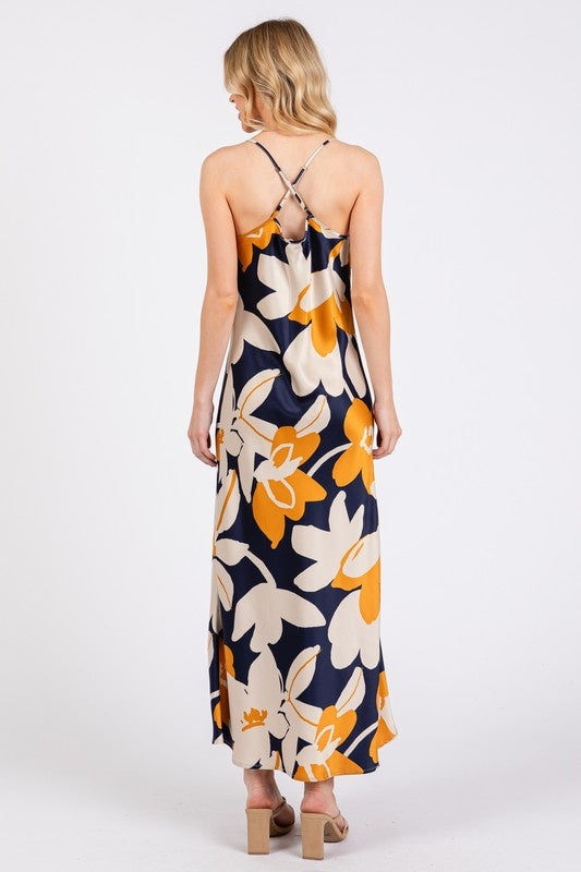 Cowl Neck Floral Maxi Dress