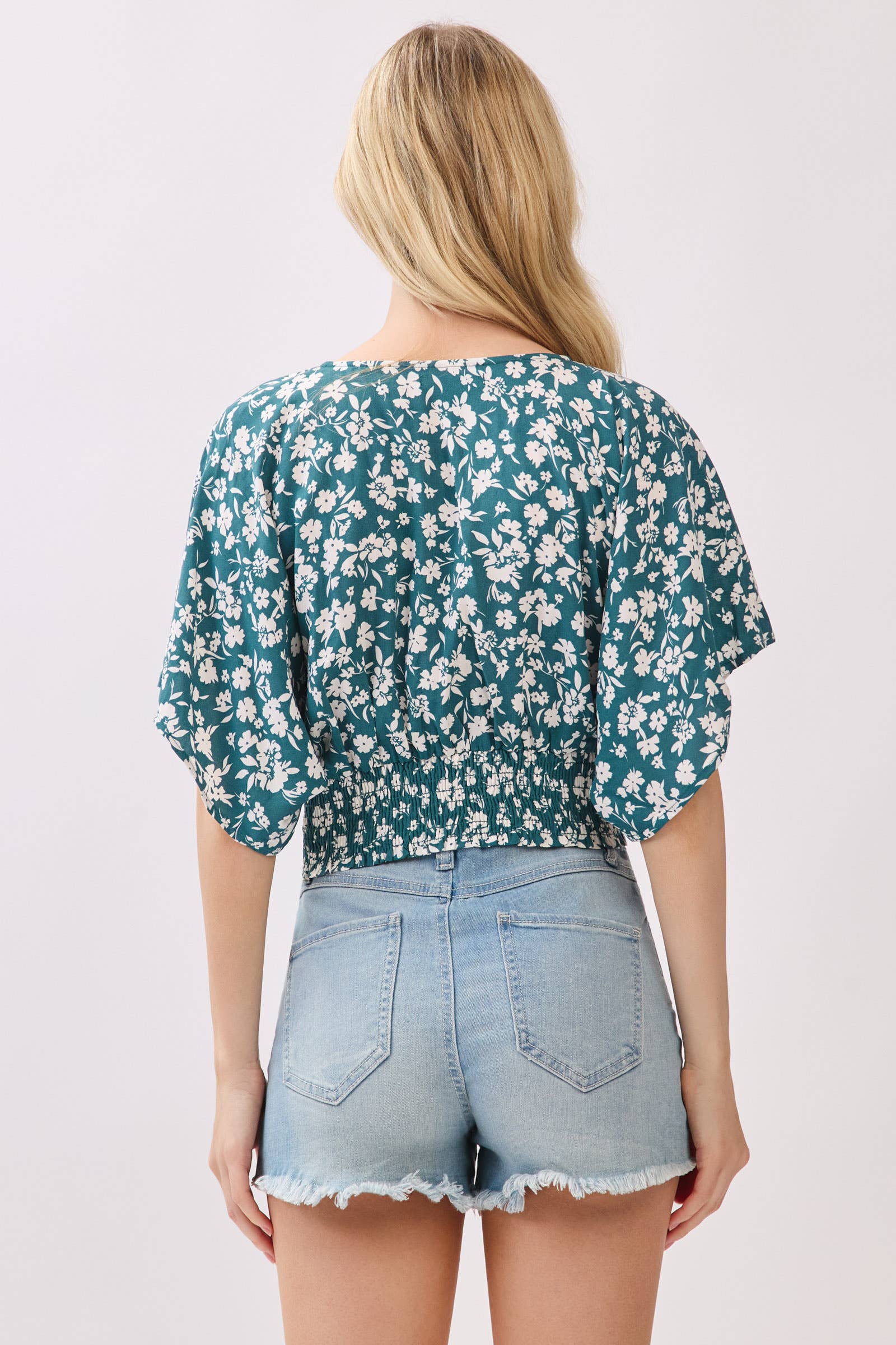V-neck Dolman Short Sleeve Top - VNT30268E