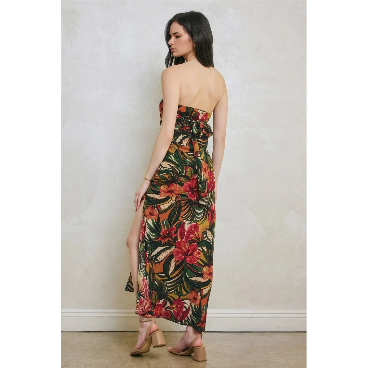 Tropical Tie Back Maxi Dress