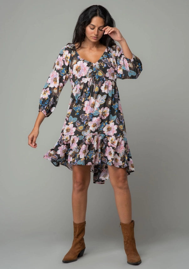 Floral 3/4 Sleeve Dress (FINAL SALE)