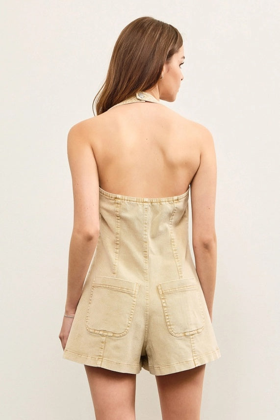 Snap Button Halter Romper