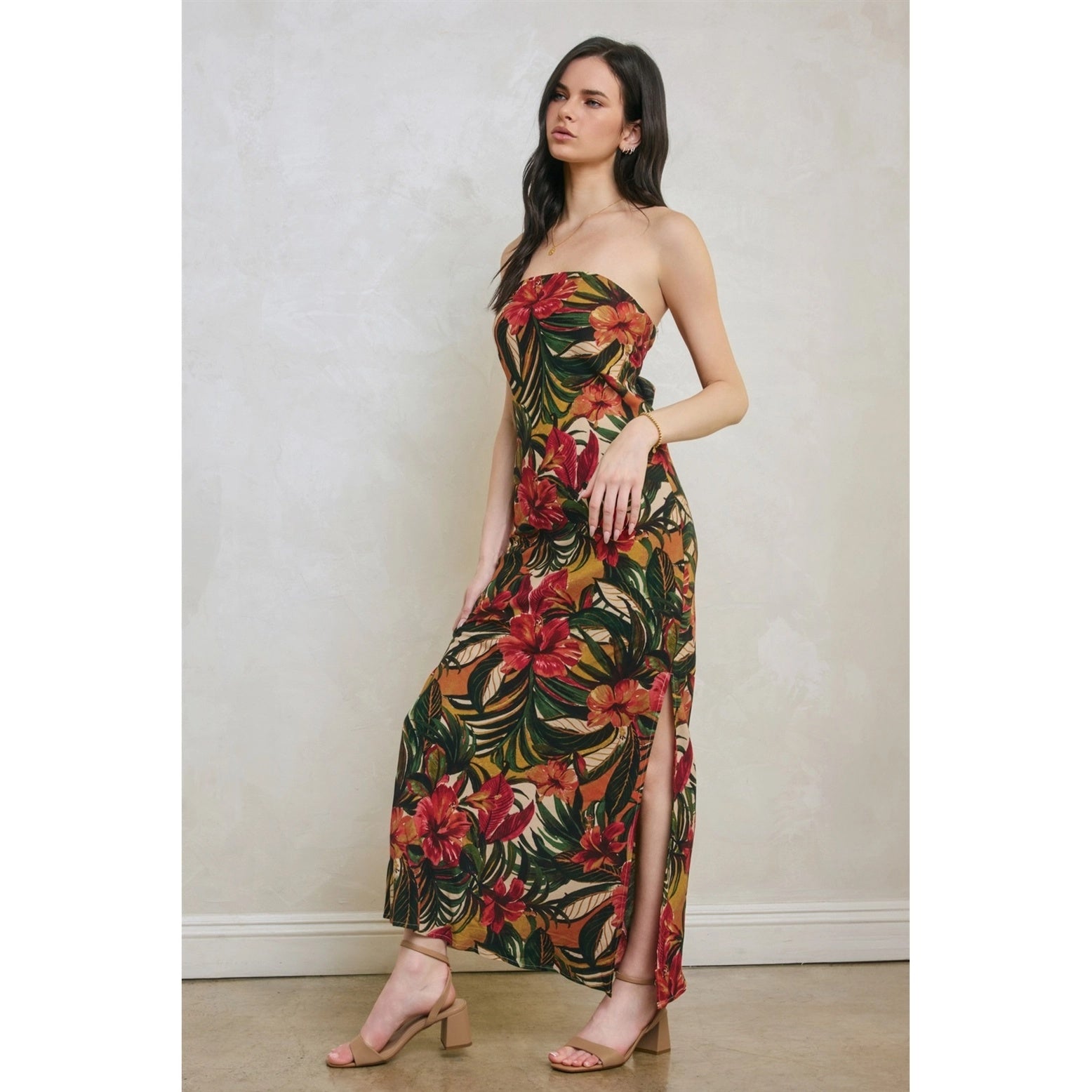 Tropical Tie Back Maxi Dress
