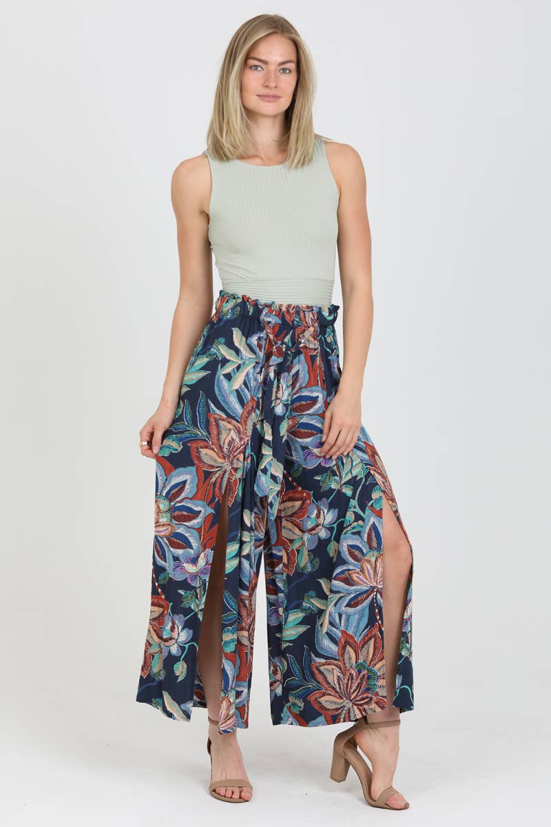 Wide Leg Pants with Front Slits