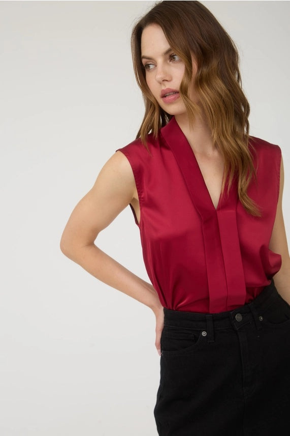 Satin Collar Sleeveless Top