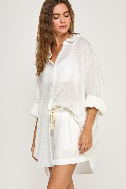 Oversize Button Down Top/ Cover Up (RESTOCK)
