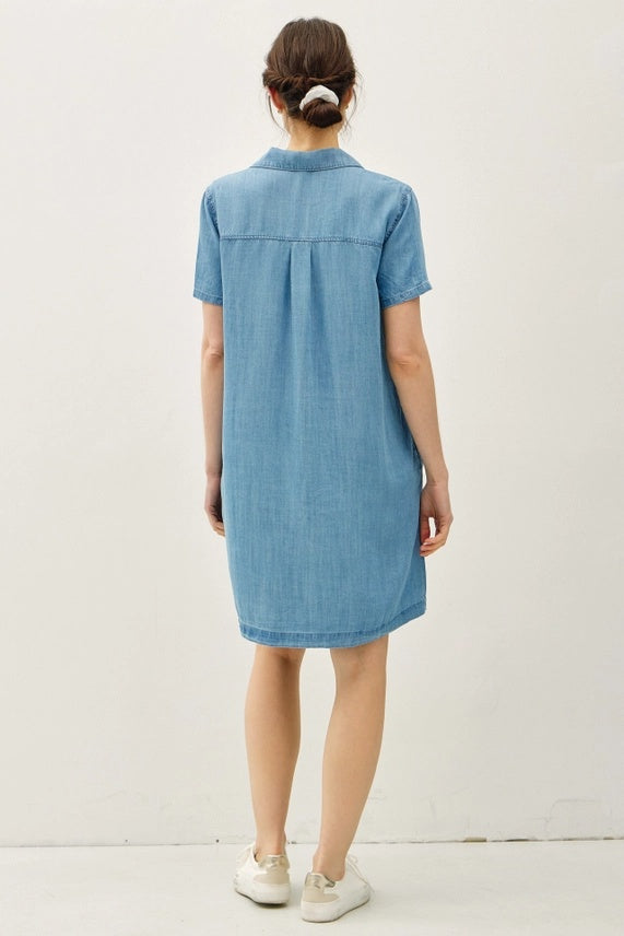 Denim Like Pocket Shirt Dress