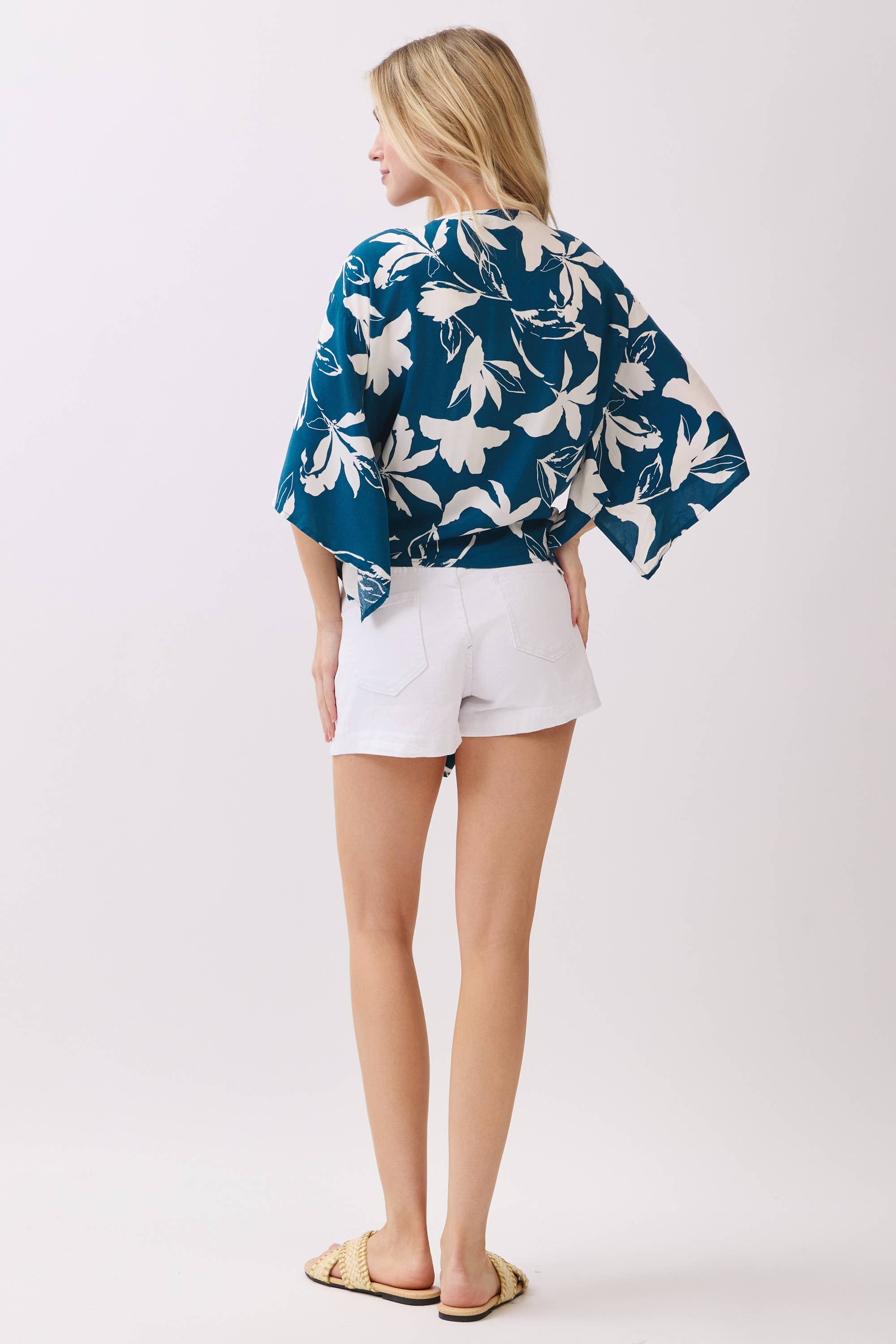 3/4 Sleeve Tie Front Cardigan