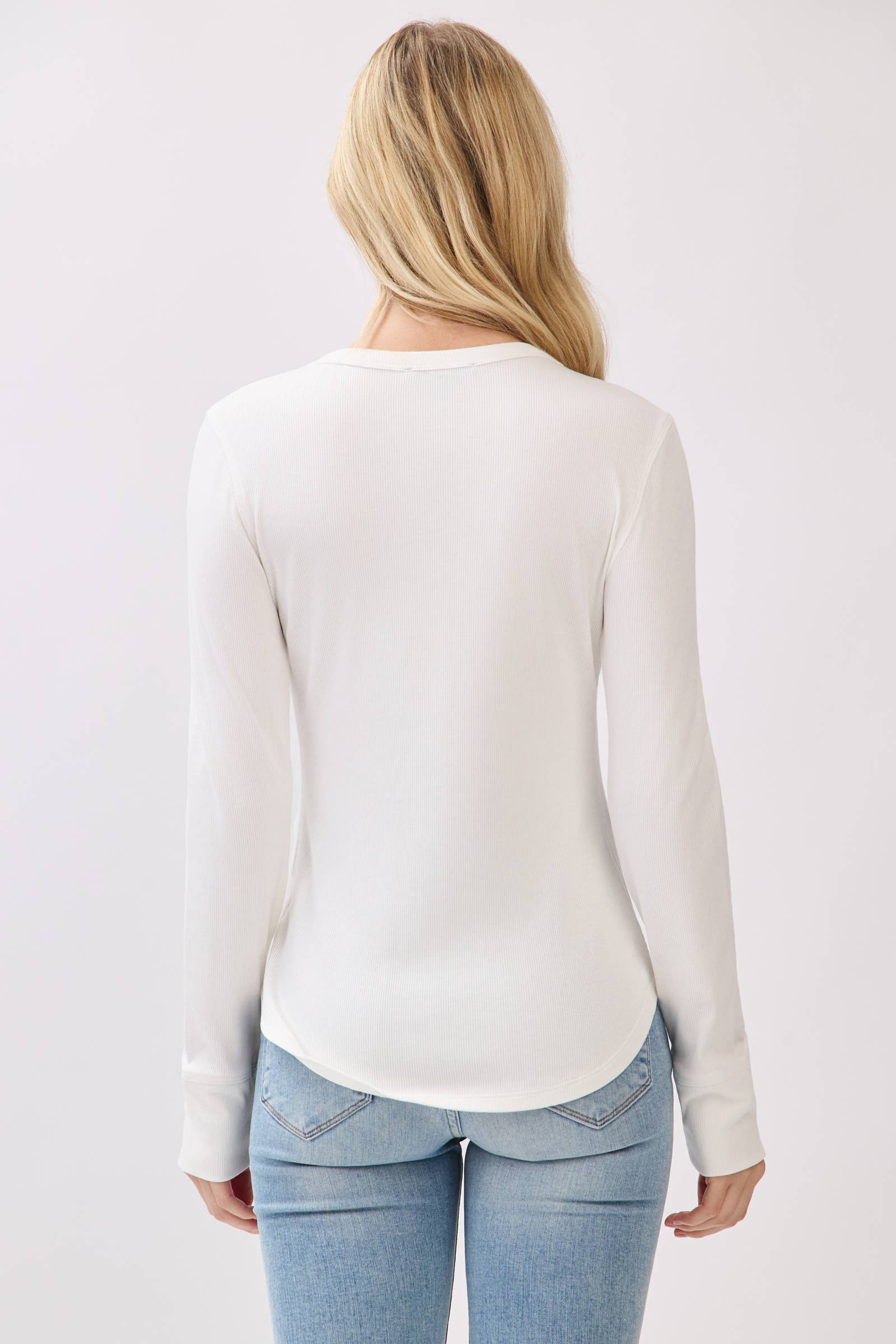 Ribbed Crew Neck Long Sleeve Fitted Top