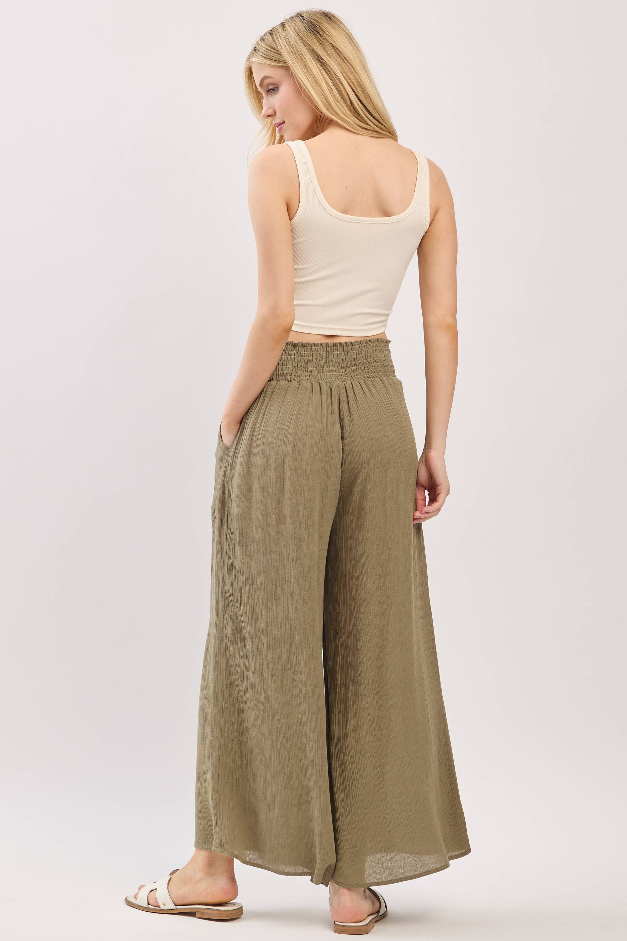 Solid Wide Leg Pants