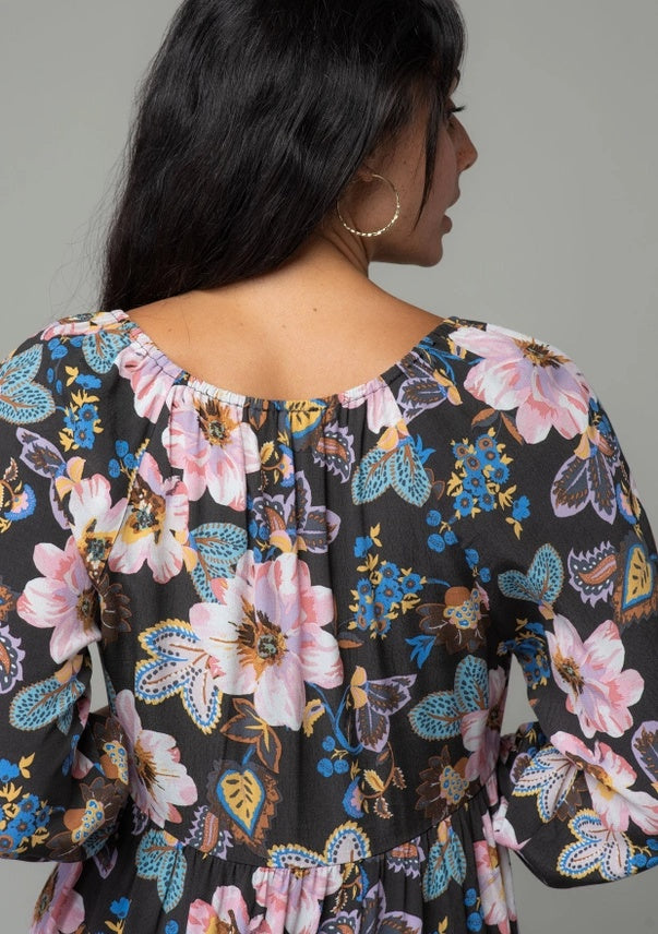 Floral 3/4 Sleeve Dress (FINAL SALE)