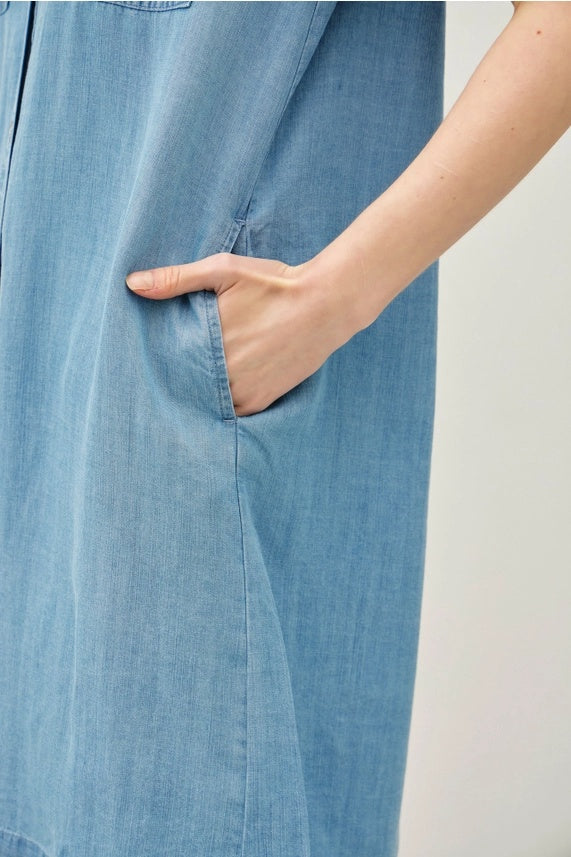 Denim Like Pocket Shirt Dress