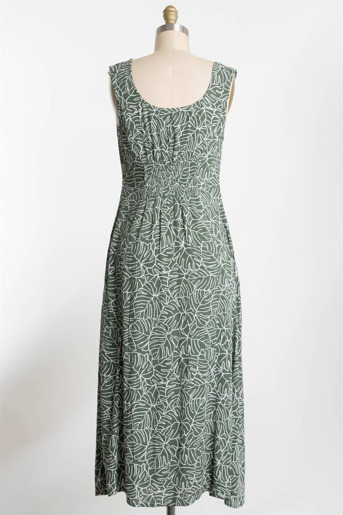 MONSTERA BUTTON DOWN MIDI DRESS