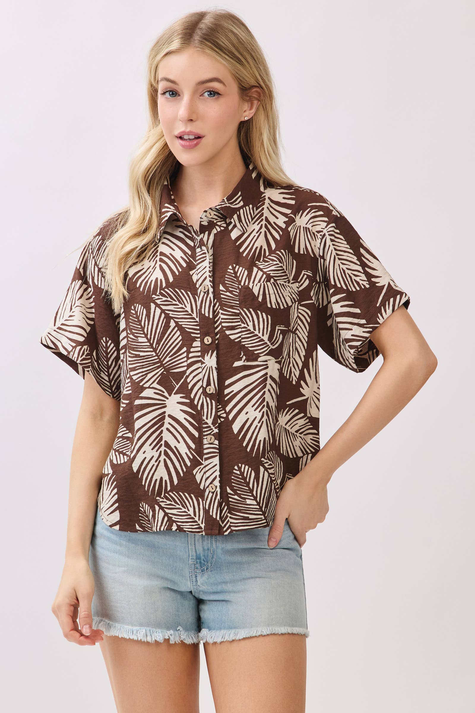 Oversized Button Down Short Sleeve Shirt