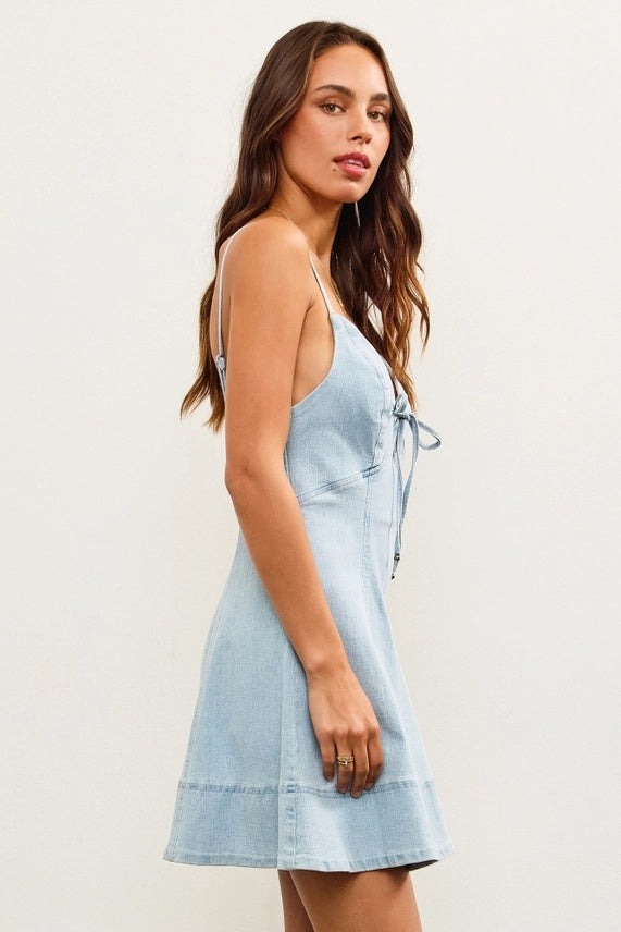 Cut Out Tie Bodice Mini Dress