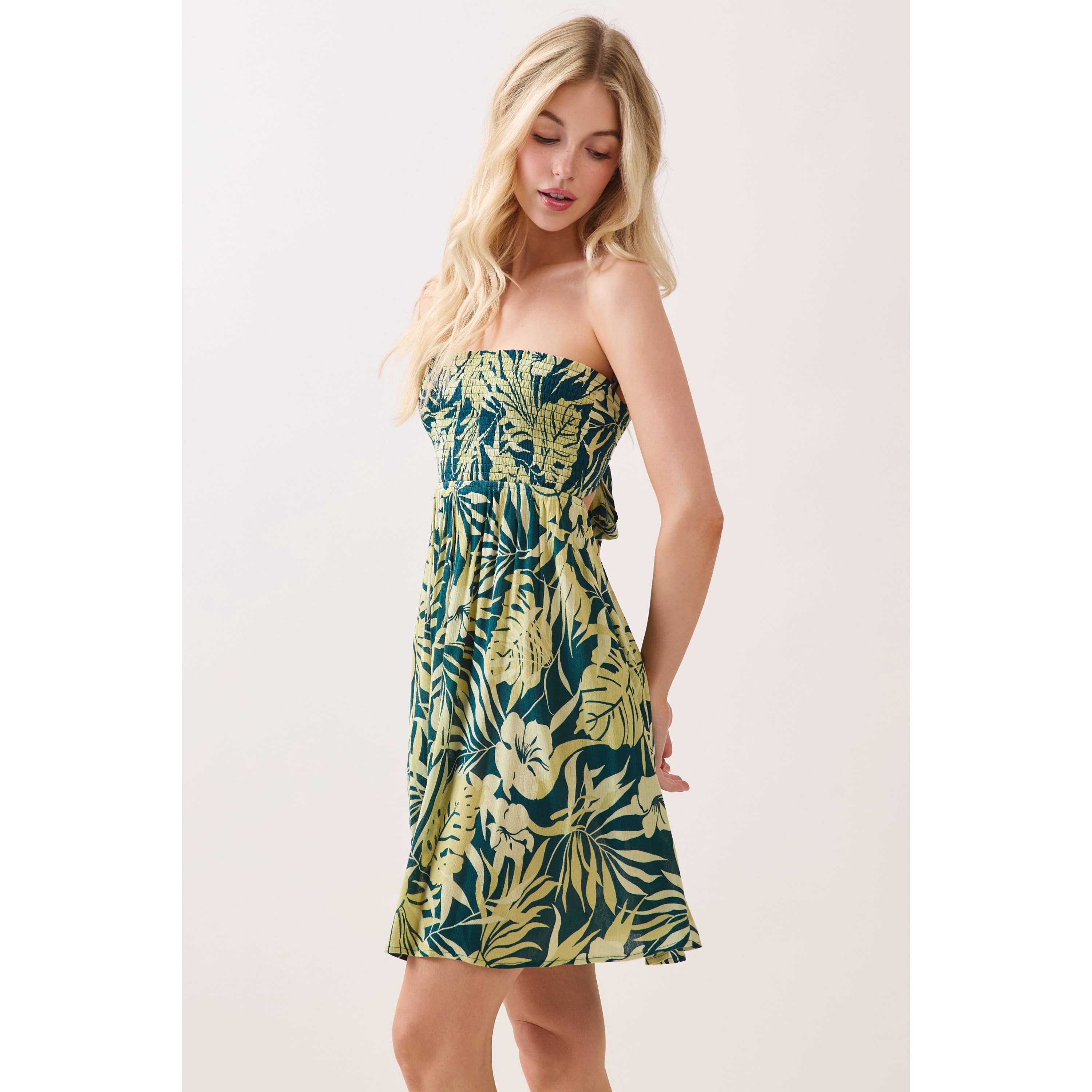 Smocked Tube Mini Dress