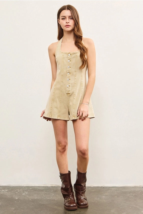 Snap Button Halter Romper