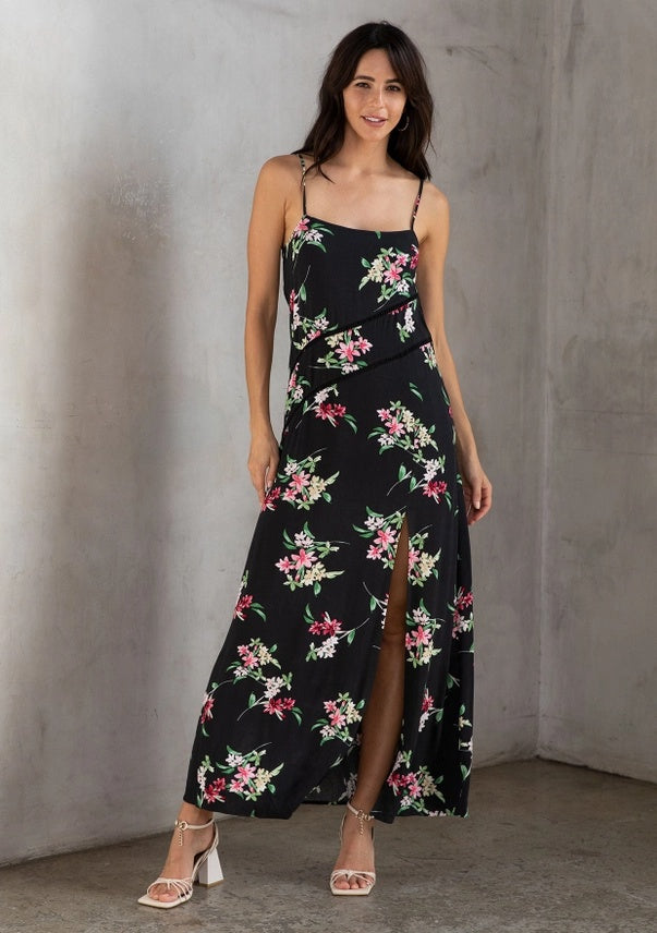 Floral Trim Midi Dress