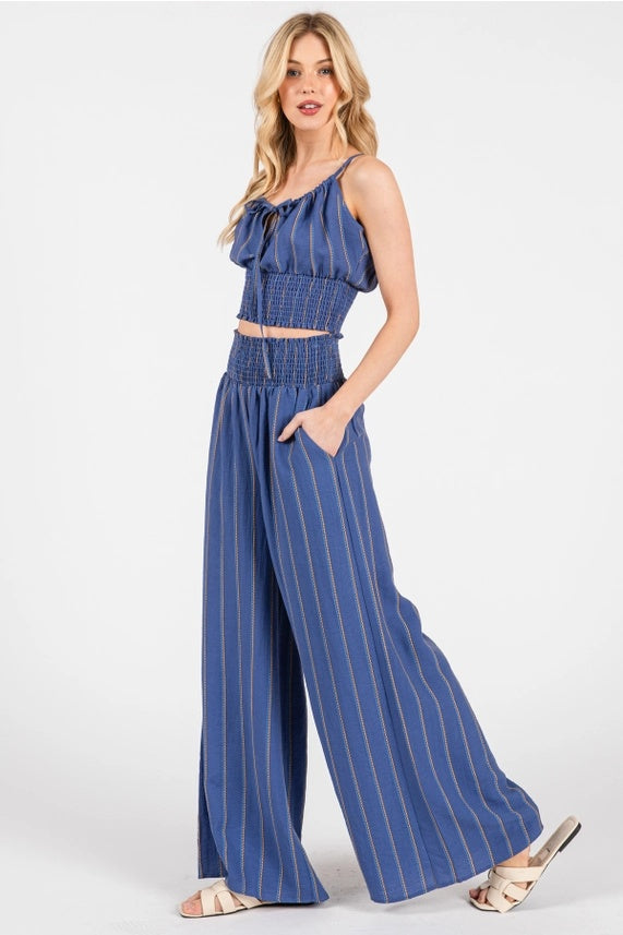 Striped Wide Leg Smock Pants