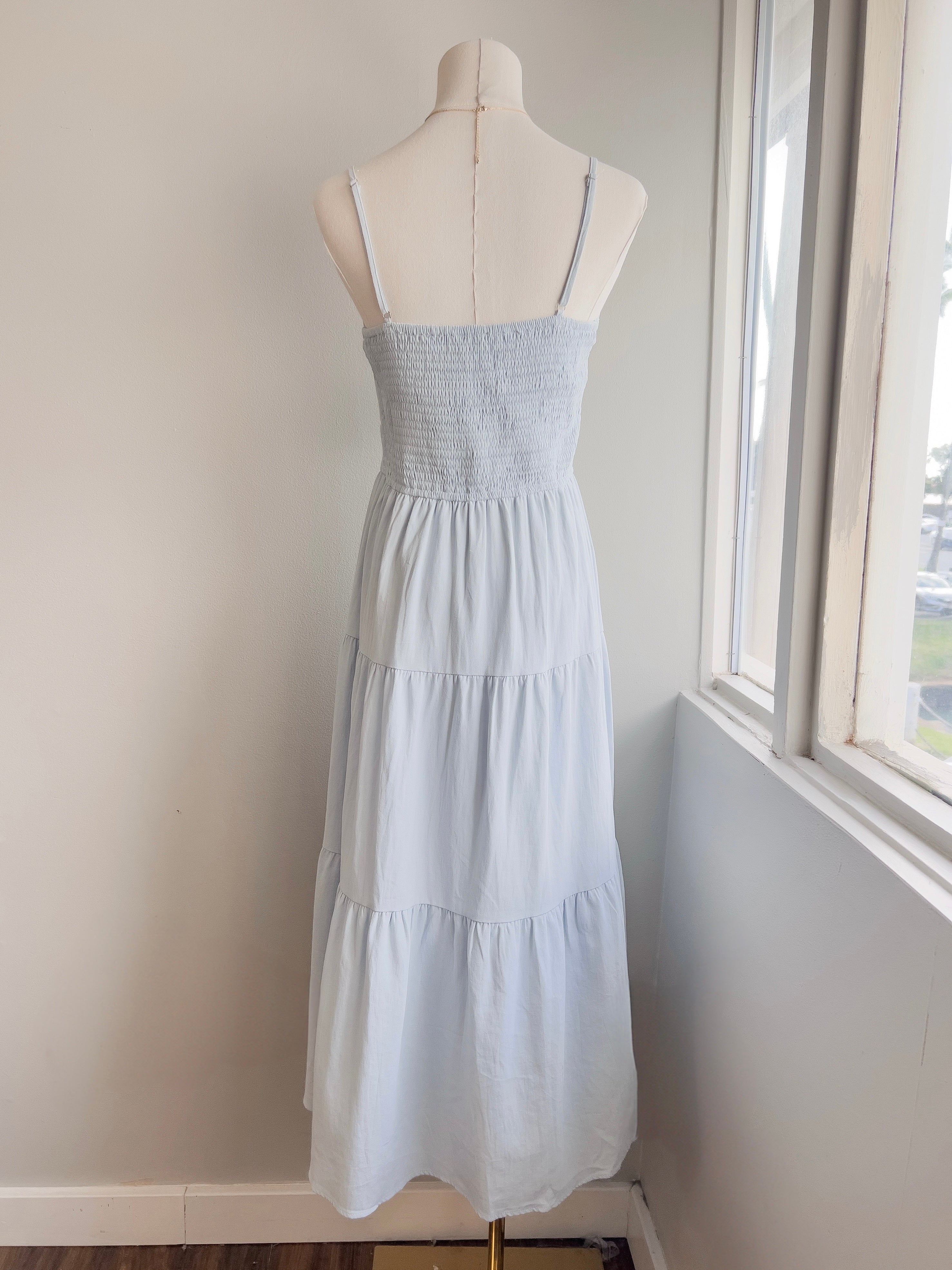 Tie Bodice Tier Midi Dress