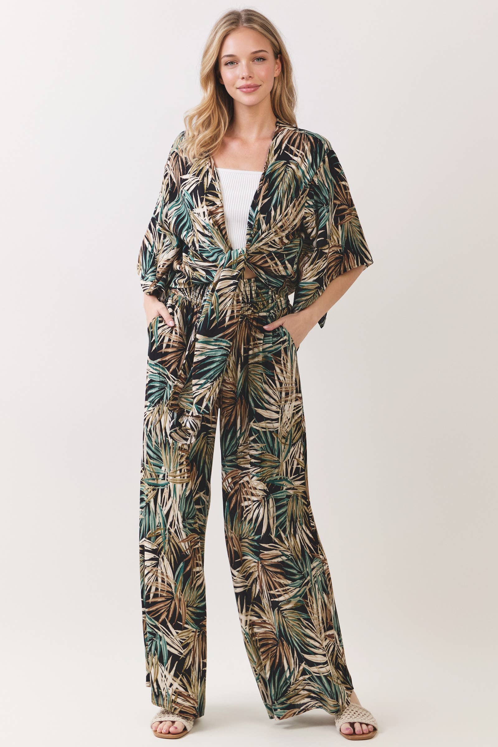 TROPICAL PRINT KIMONO CARDIGAN